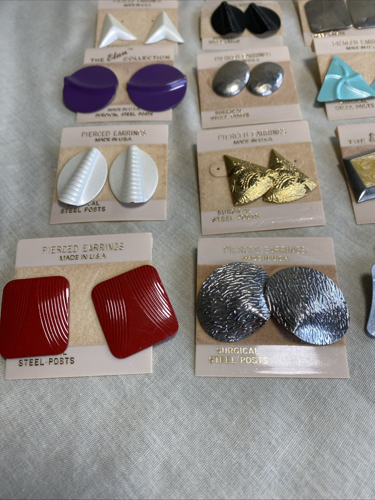 Vtg NOS Pierced Earrings Lot of 20 Metal Acrylic Plastic 80s 90s Multi-Color USA