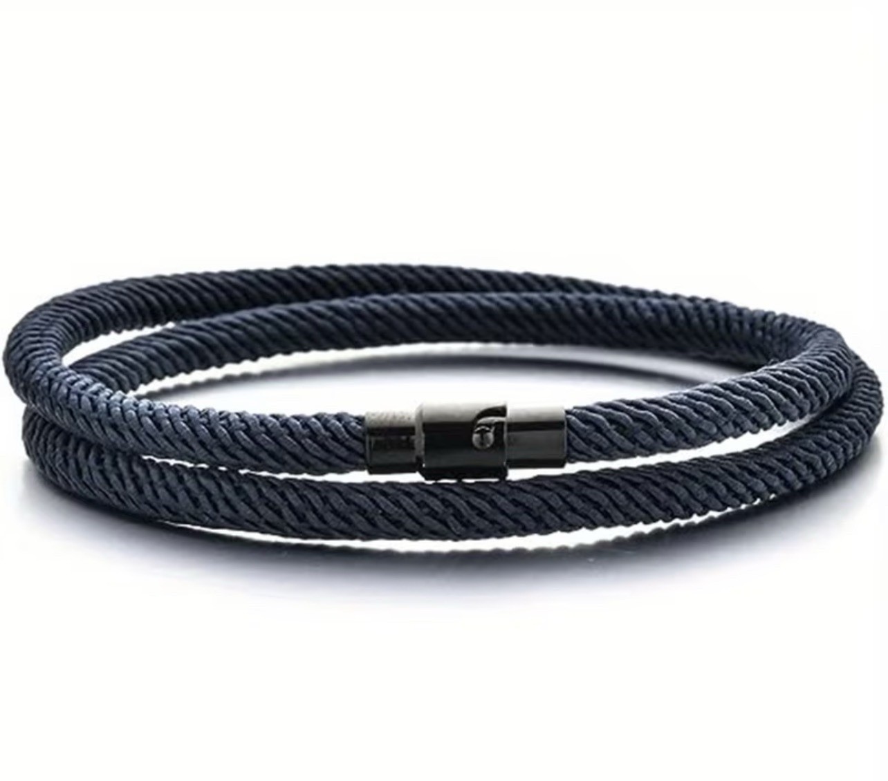 Men’s Double-Layer Survival Bracelet, Navy Blue, 4 mm / 19.5 cm