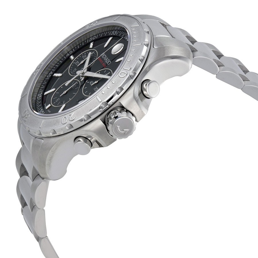 Movado Series 800 Black Dial Silver Bezel SS Chronograph Watch – Model # 2600110
