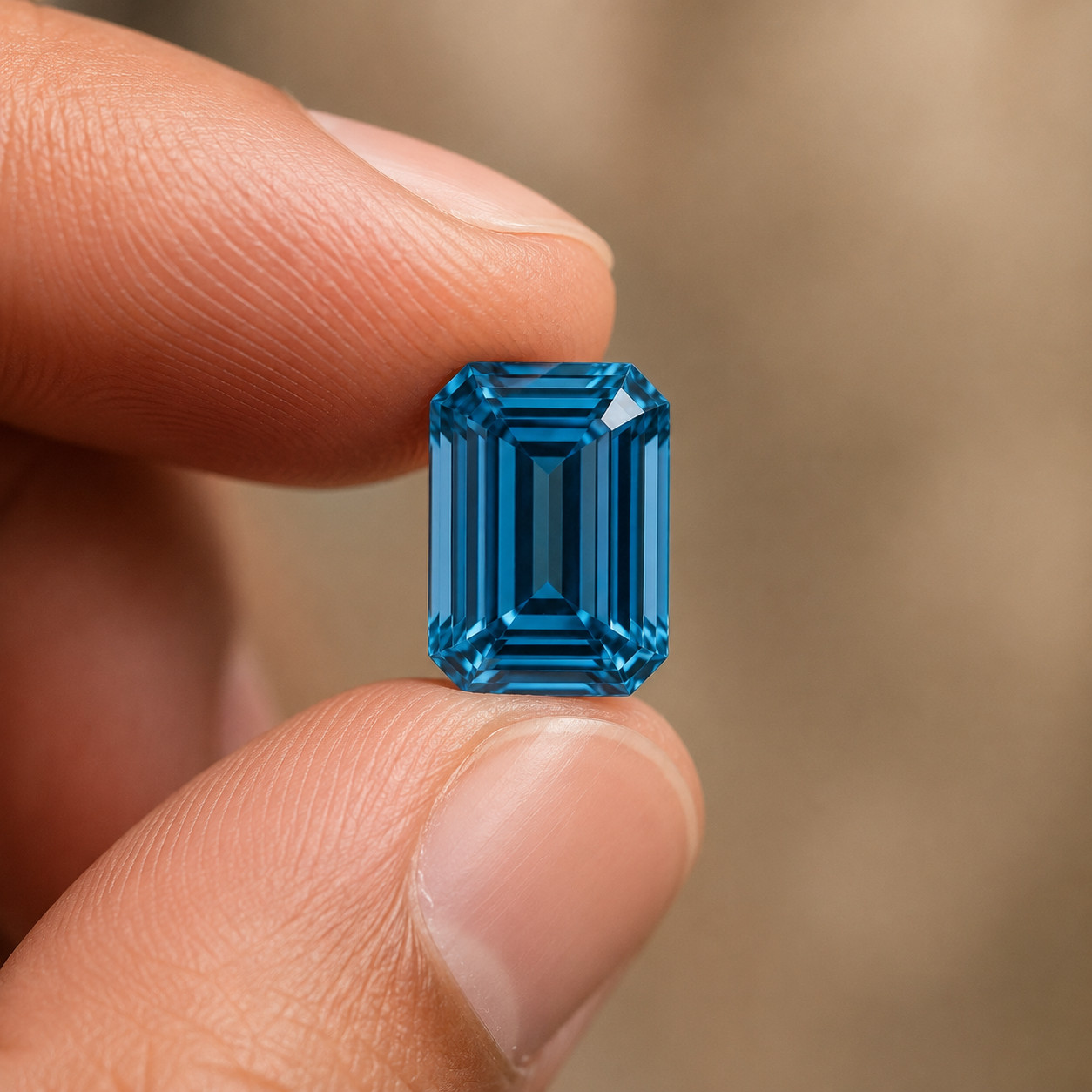 2 CT Blue Color Emerald Cut VVS1 Diamond 5×7 MM Gemstone For Jewelry 1 pc