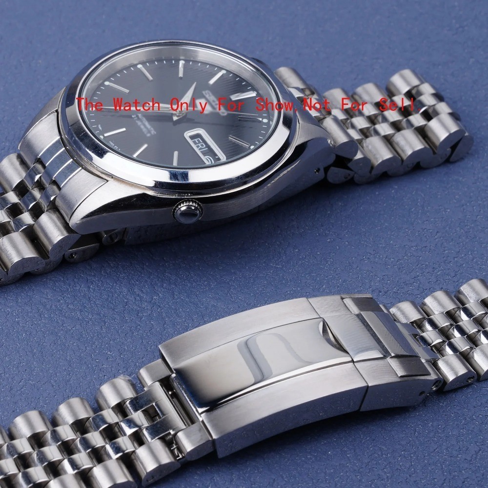 For Seiko 5 SNKL23 Jubilee 18mm WatchBand Bracelet With Oyster Deployment Clasp