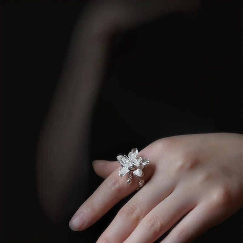 Handmade Anemone Opening Can Be Adjusted Retro Fashion Literary Female Jewelry