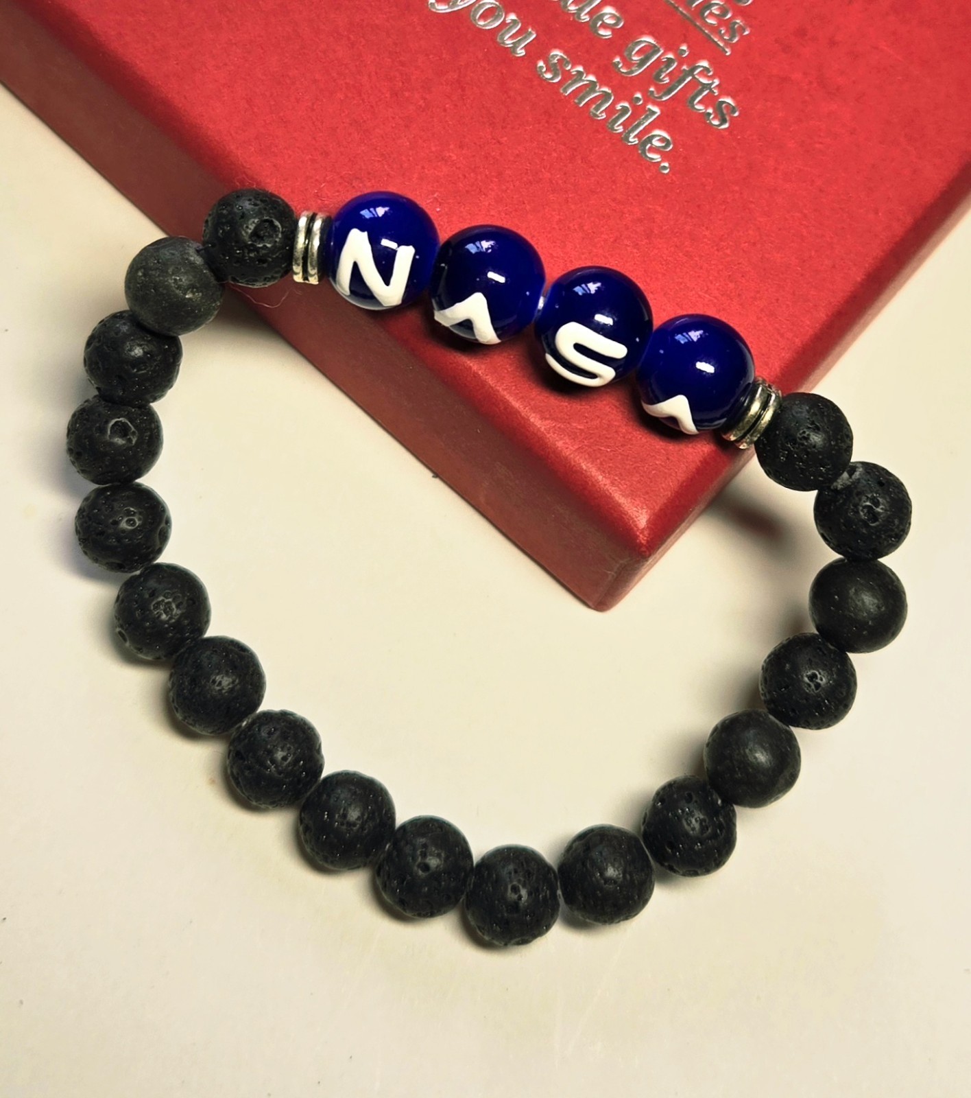 NASA Bracelet Astrology Science Fan Handmade Lava Beaded Stretch Bracelet