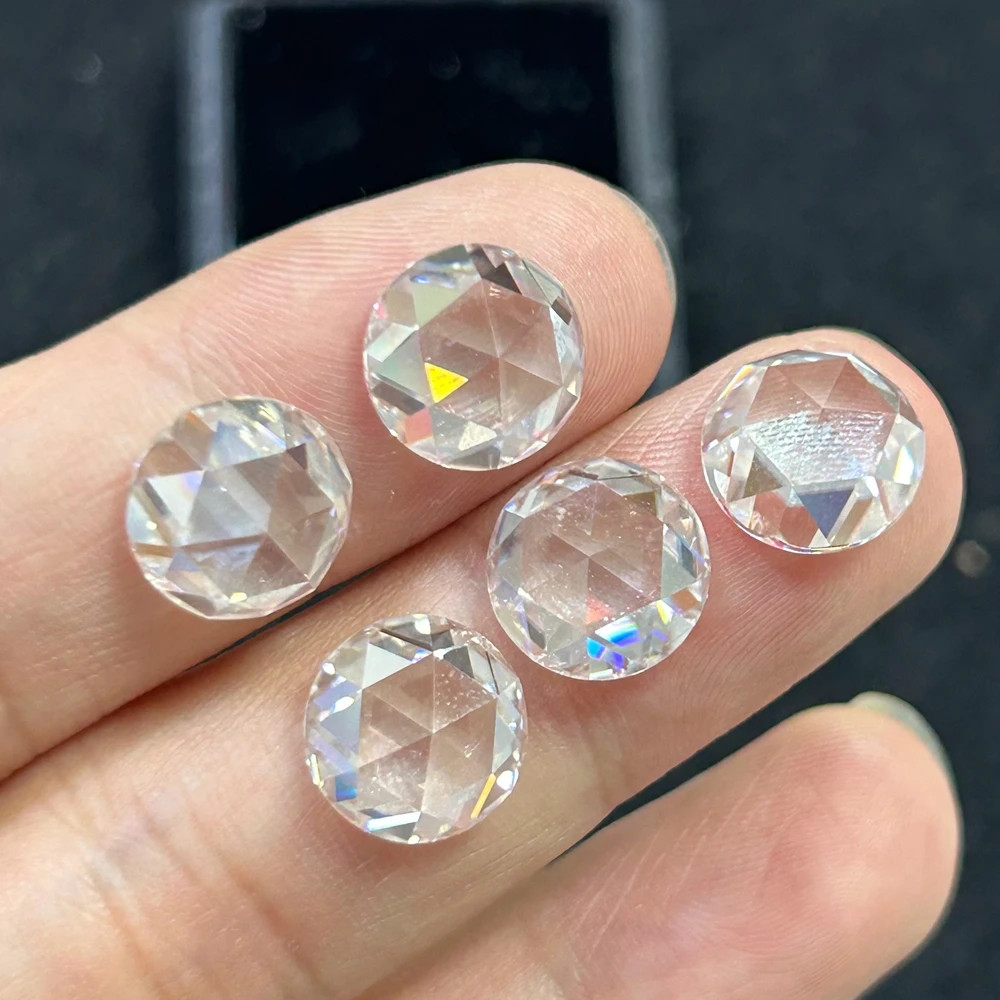 2mm to 12mm Round Shape Flatback Rose Cut Moissanite Loose Stone D VVS1 Gemstone
