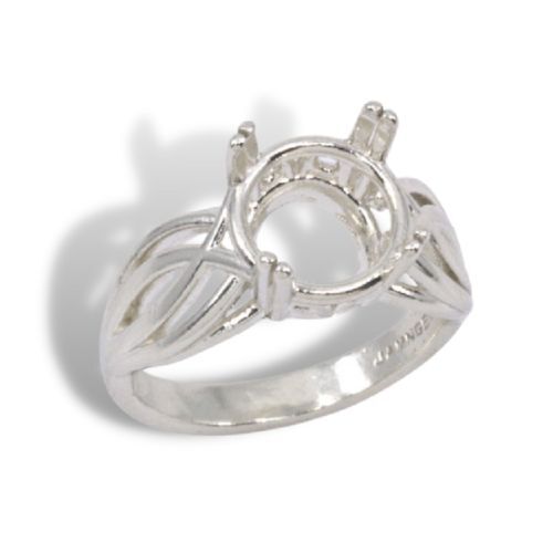 Round Double Prong Criss Cross Pre-notched Ring Mounting