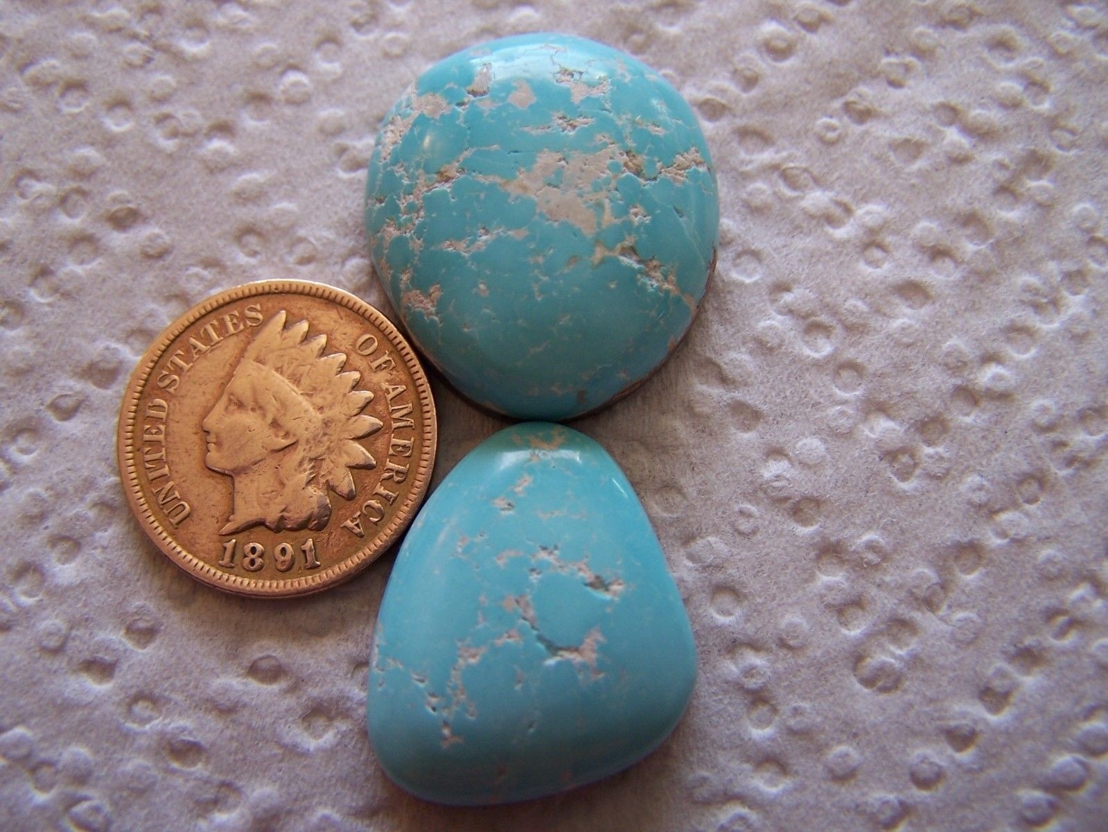 2 NATURAL Royston Turquoise Cabs 46 carat Cabochon American Nevada Matching Sets