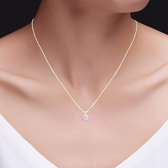 1.50 Ct Round Lab Created Diamond Pendant Necklace 14K Yellow Gold G-H VS-SI