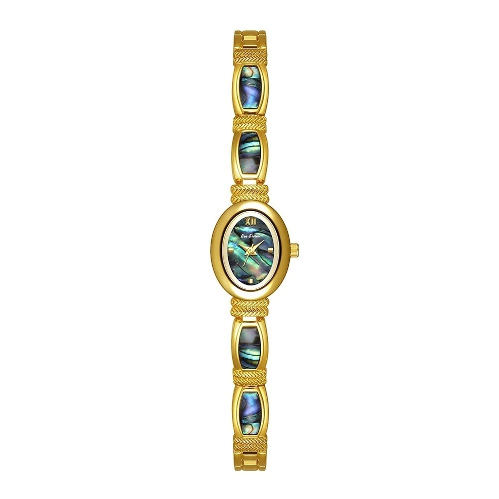 Women’s Vintage Black Gold Abalone Shell Quartz Bracelet Watch Boho Luxury Gift