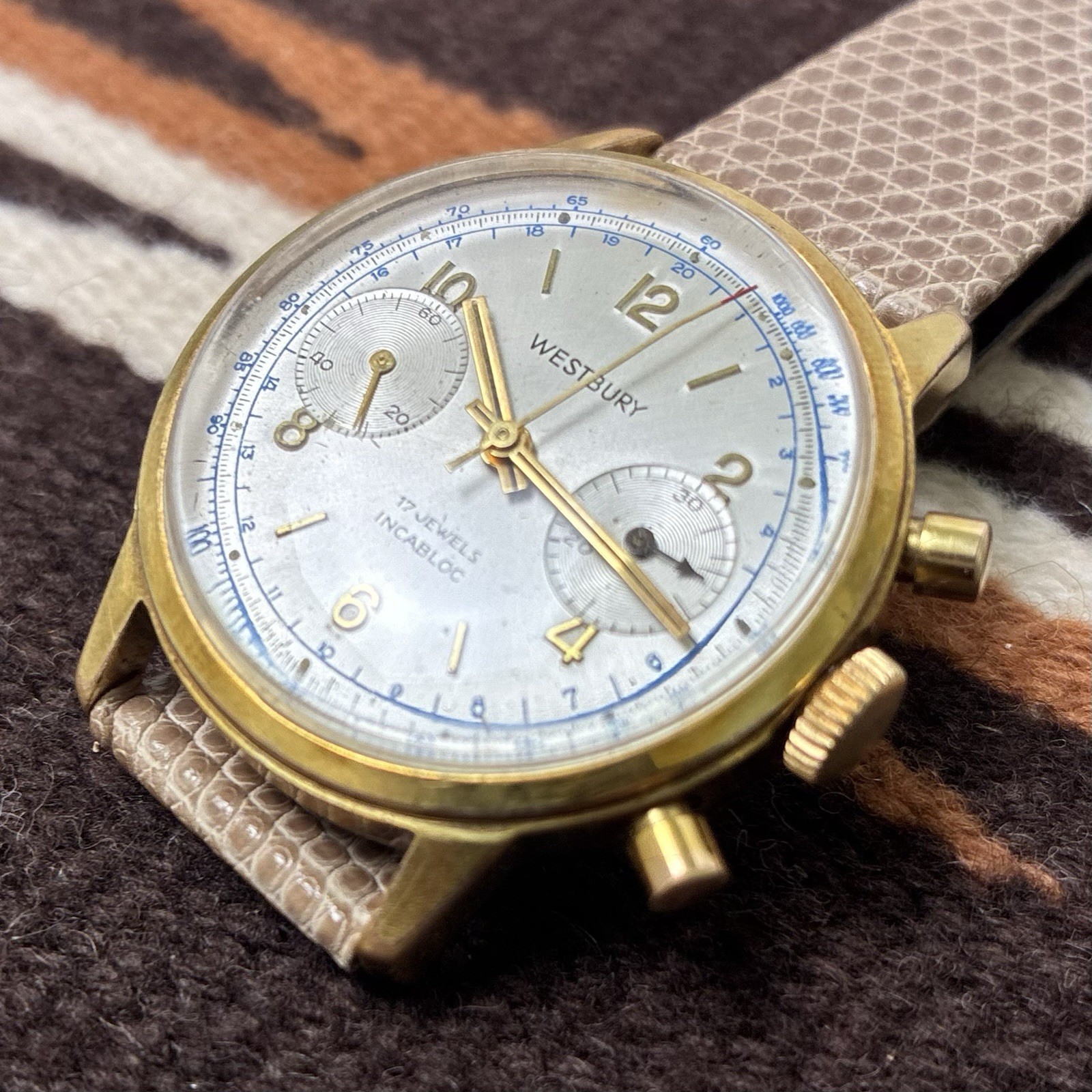 Westbury 1960s Mechanical Chronograph Valjoux 7733 36mm Vtg Tachymeter Dial