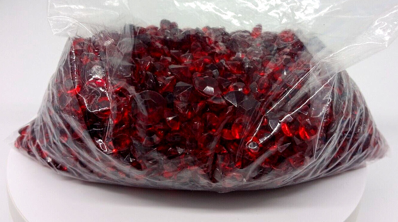 Red Rhinestone Chaton Lot About 2000 Faceted Pointed Back Acrylic 3 Sizes Crafts