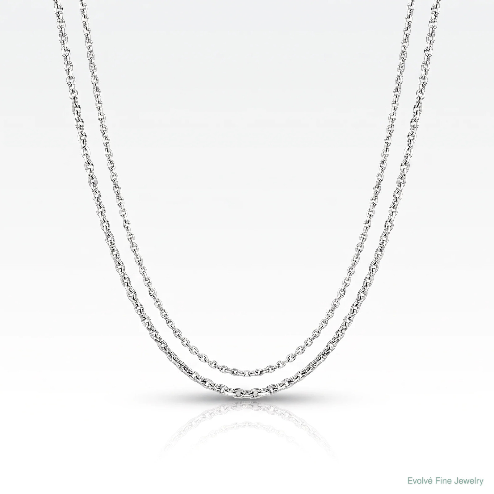 14K White Gold 1.0 Mm Diamond-Cut Cable Chain Necklace 16″-24″