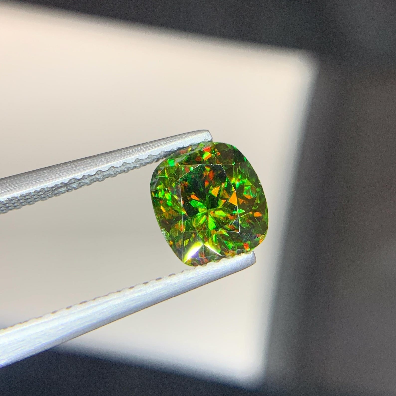 Natural 5 Ct Full Fire Chrome Sphene Cushion Cut From Skardu Pakistan Gemstone