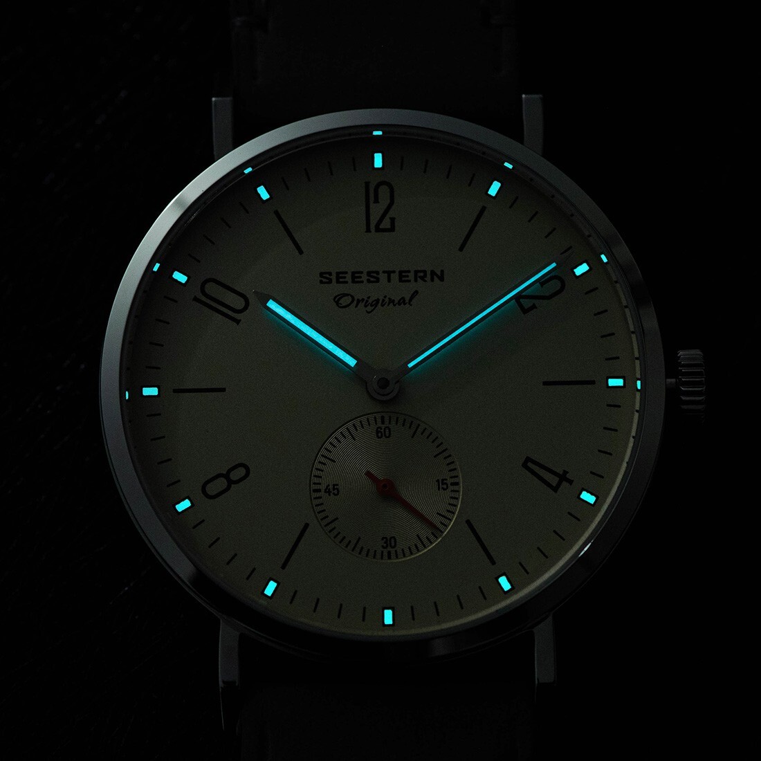 Seestern S382 Mechanical Steel Leather Blue Grey Sapphire Men’s Watch