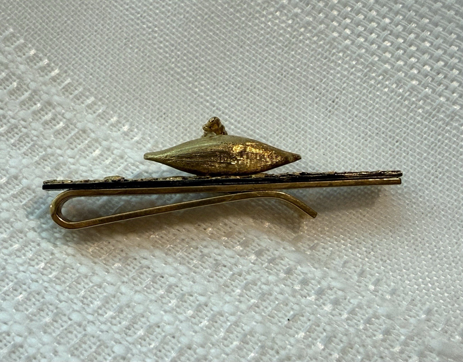 Alaska 10k and 22k Solid Yellow Gold Nugget Gold on a 12k GF Eskimo Tie Clip