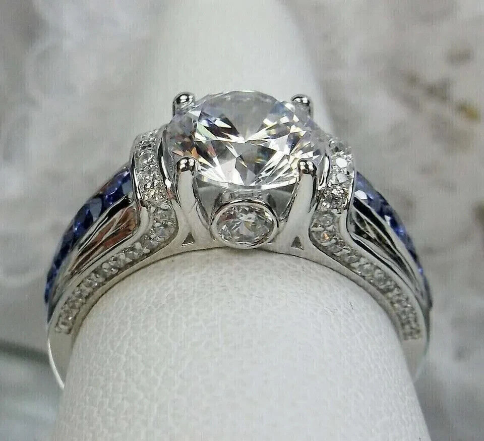 Edwardian Style 2.55Ct Created Diamonds Engagement Ring 14K White Gold Plated
