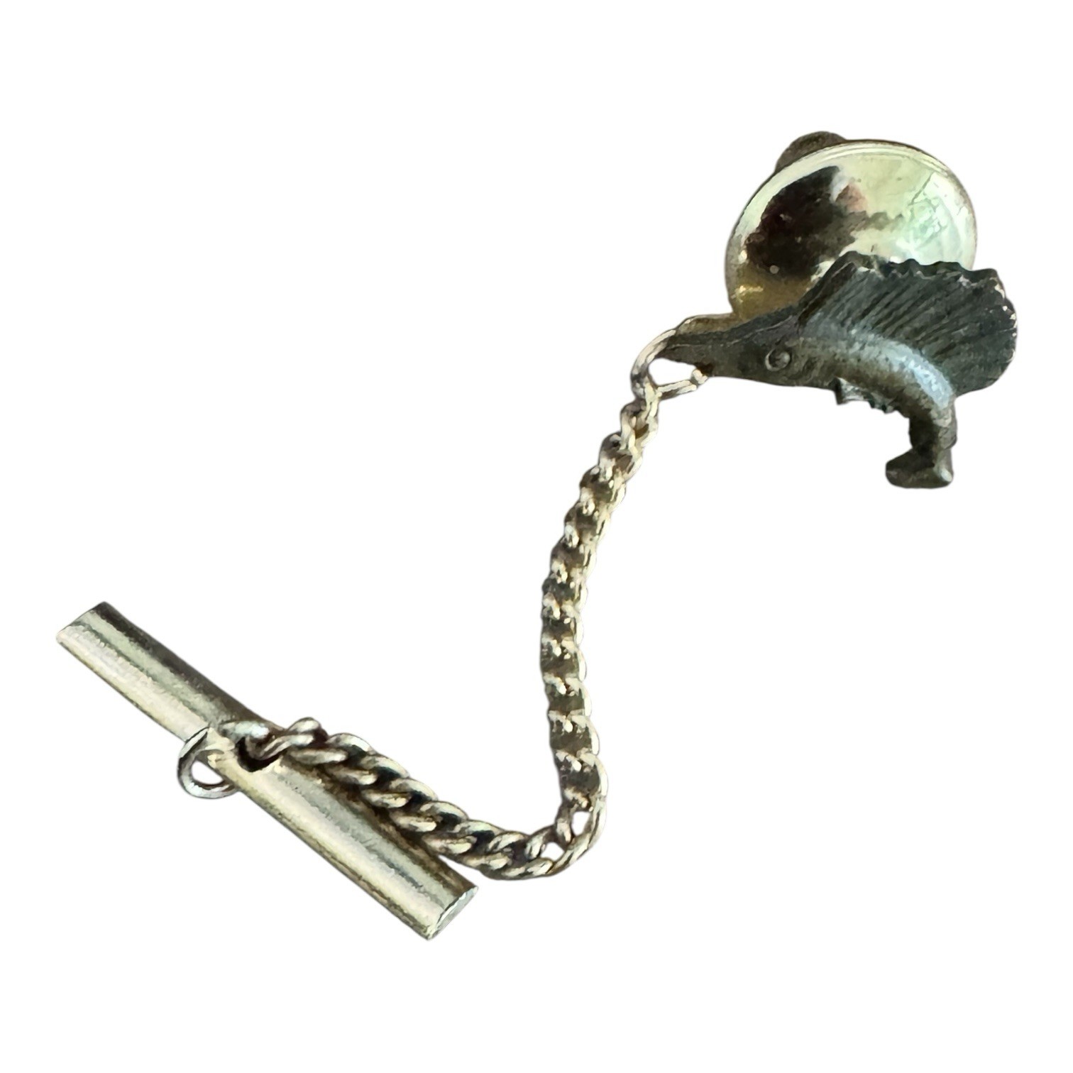 Vintage Swank Bronze Swordfish Tie Tack .5” Nautical Marine Sport Fishing