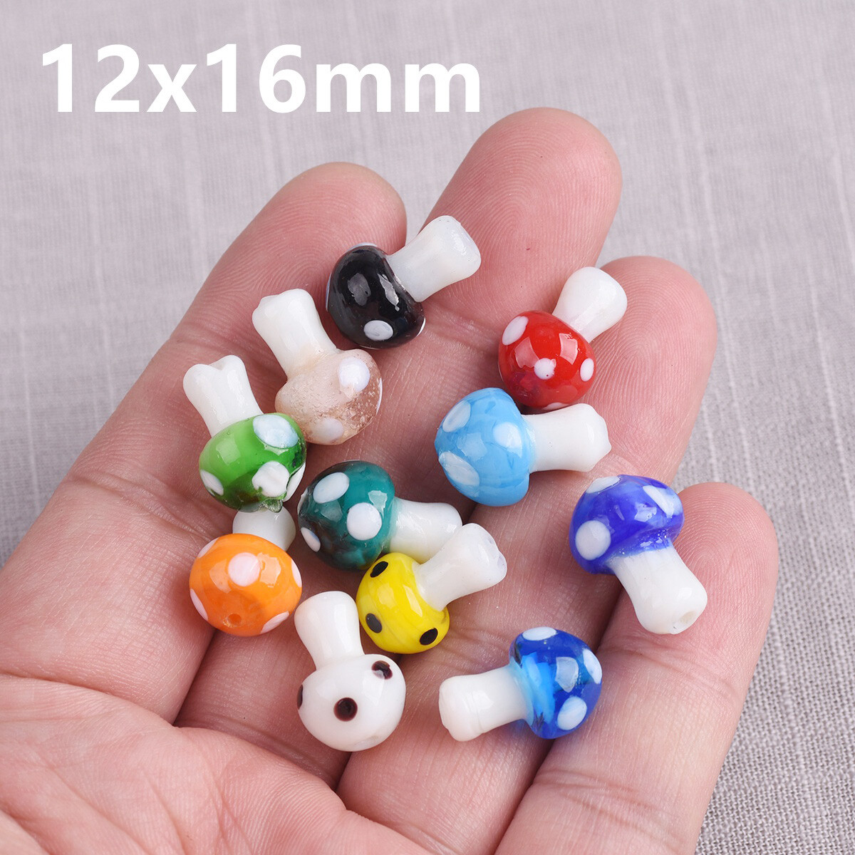10pcs Mushroom 13x10mm 16x12mm 18x15mm Handmade Lampwork Glass Loose Beads