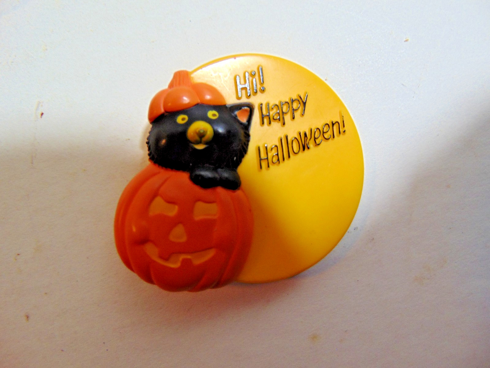 5- HALLOWEEN/FALL FASHION PINS-BLACK CAT, PUMPKIN, GHOST, MOOSE-VINTAGE