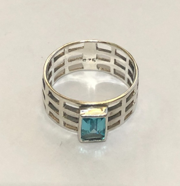 Girls Sterling Silver FILIGREE Ring Blue CZ LATTICE RING Size E-F Childs Age 3-9