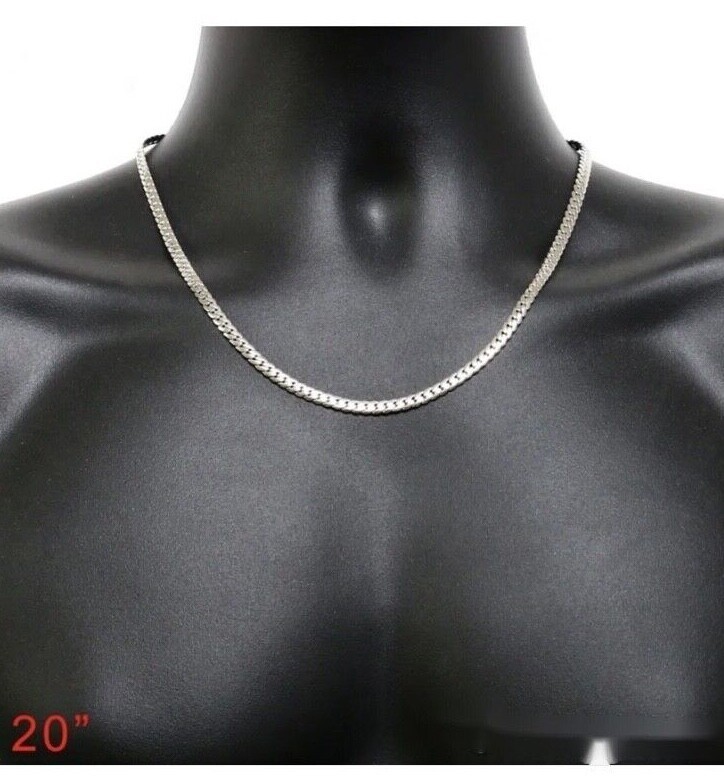 925 Sterling Silver Miami Cuban Curb Chain Necklace 18-24″ MEN WOMEN 4mm