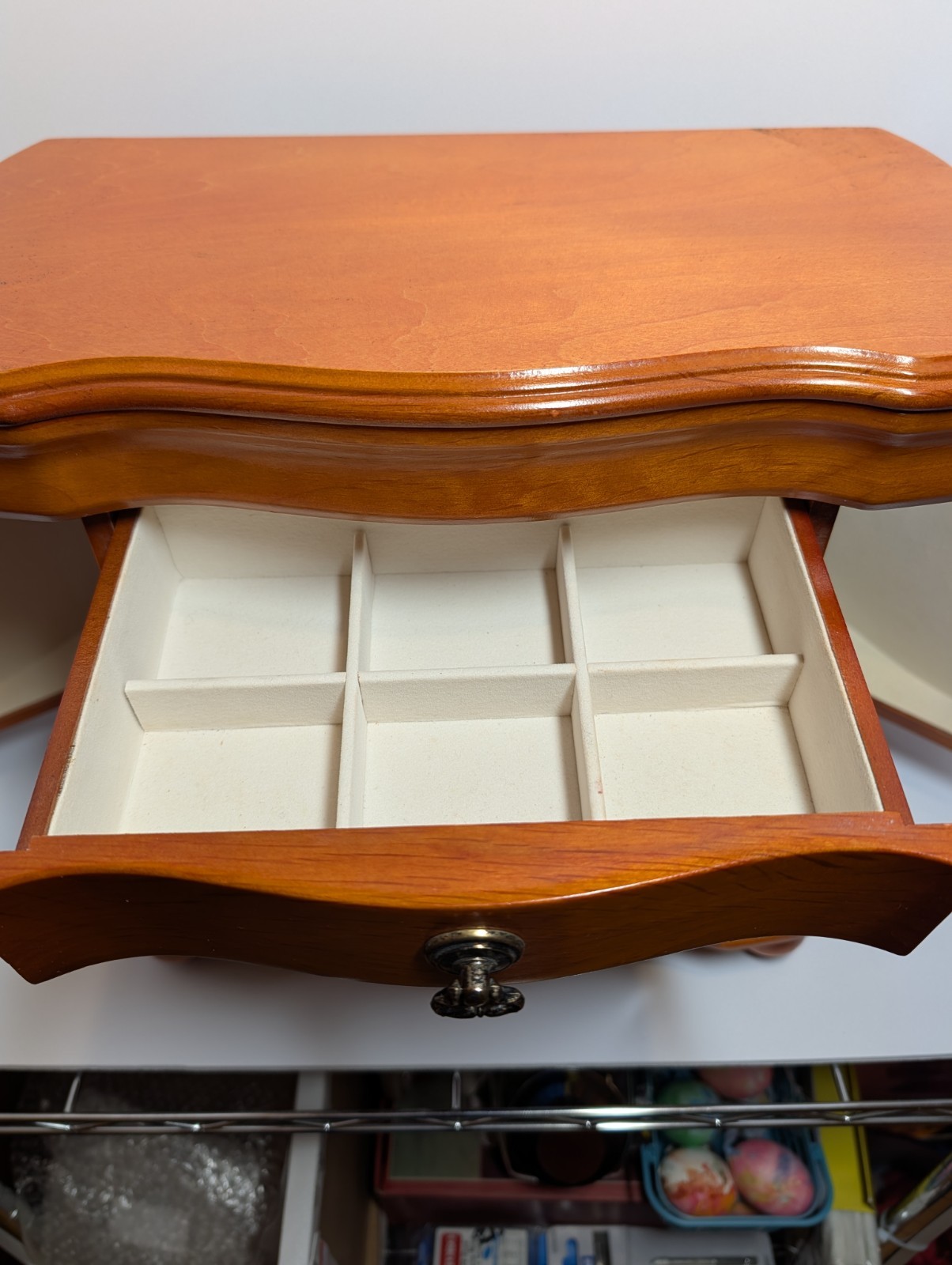 Vintage Solid Wood Jewelry Cabinet – Table Top Armoire 15.5”x13”x8.25” Nice!