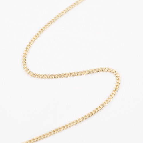 18K Solid Yellow Gold 0.8mm Slim 2-Sided Curb Link Chain Necklace 16.5″ MIJapan