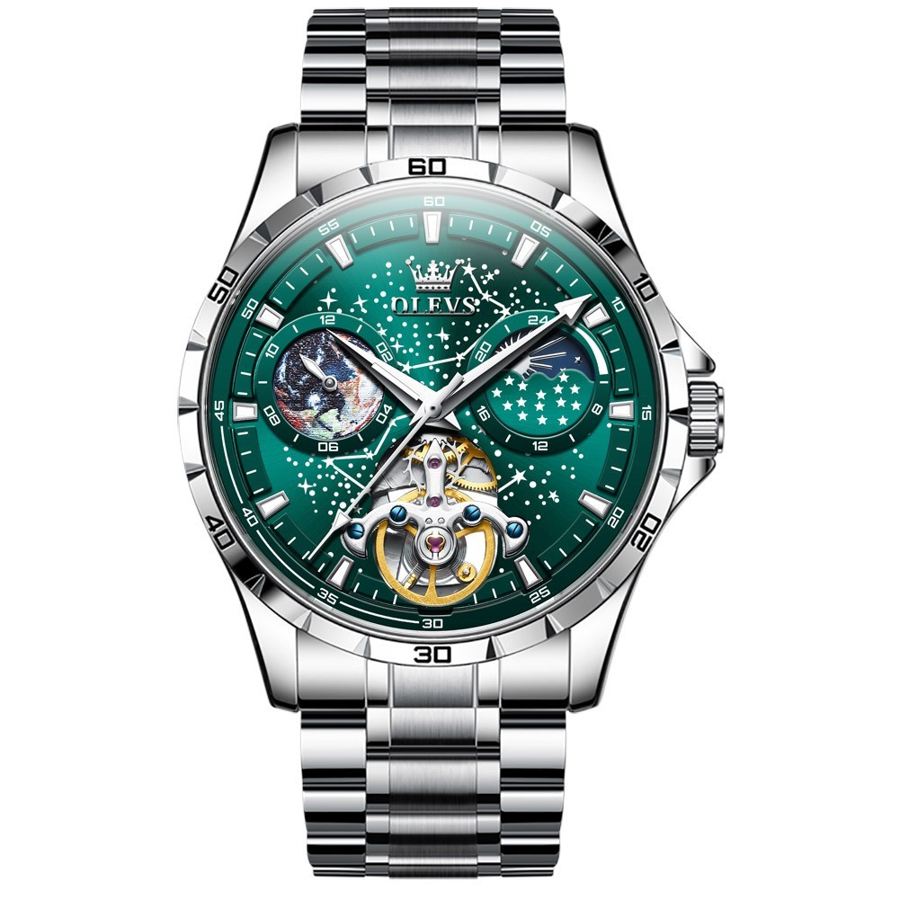 OLEVS 6689 Fashion Multi-functiom Starry Sky Gents Business Mechanical Watch