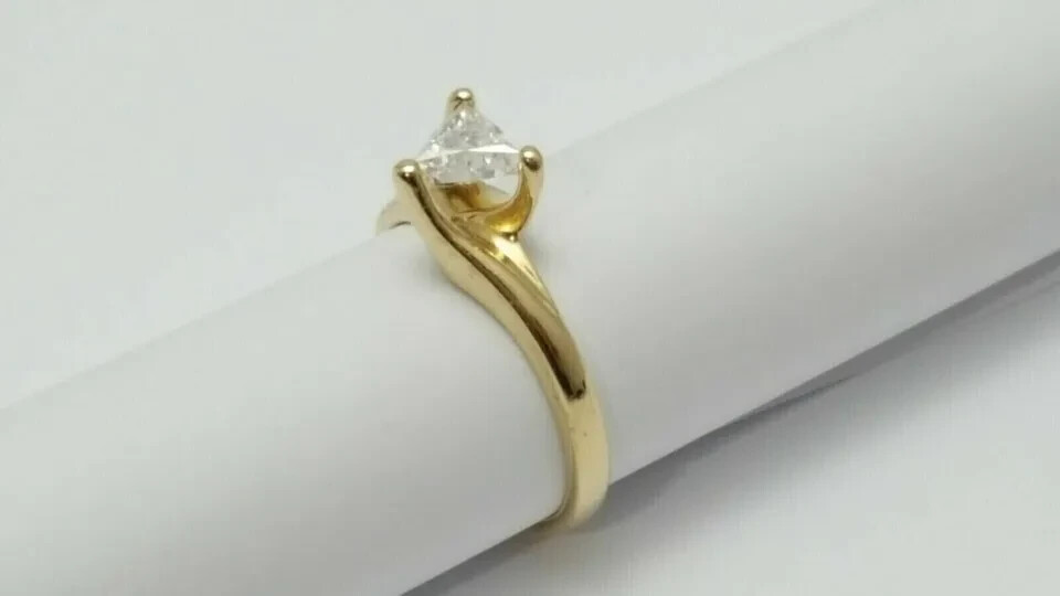 2Ct Trillion Lab-Created Diamond Solitaire Wedding Ring 14K Yellow Gold Plated