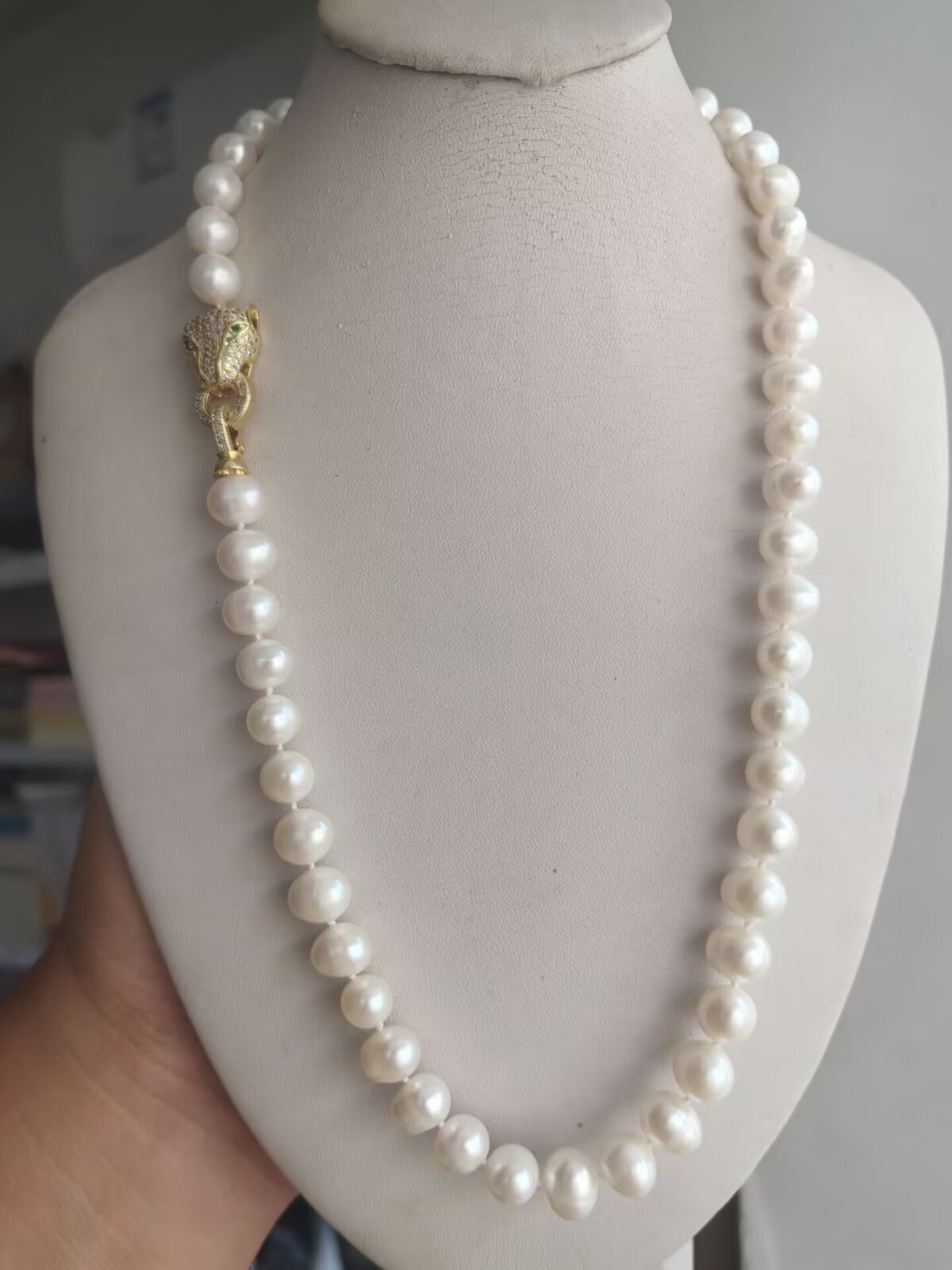 16-35 inch white freshwater Akoya pearl 9-10mm white pearl necklace 925s