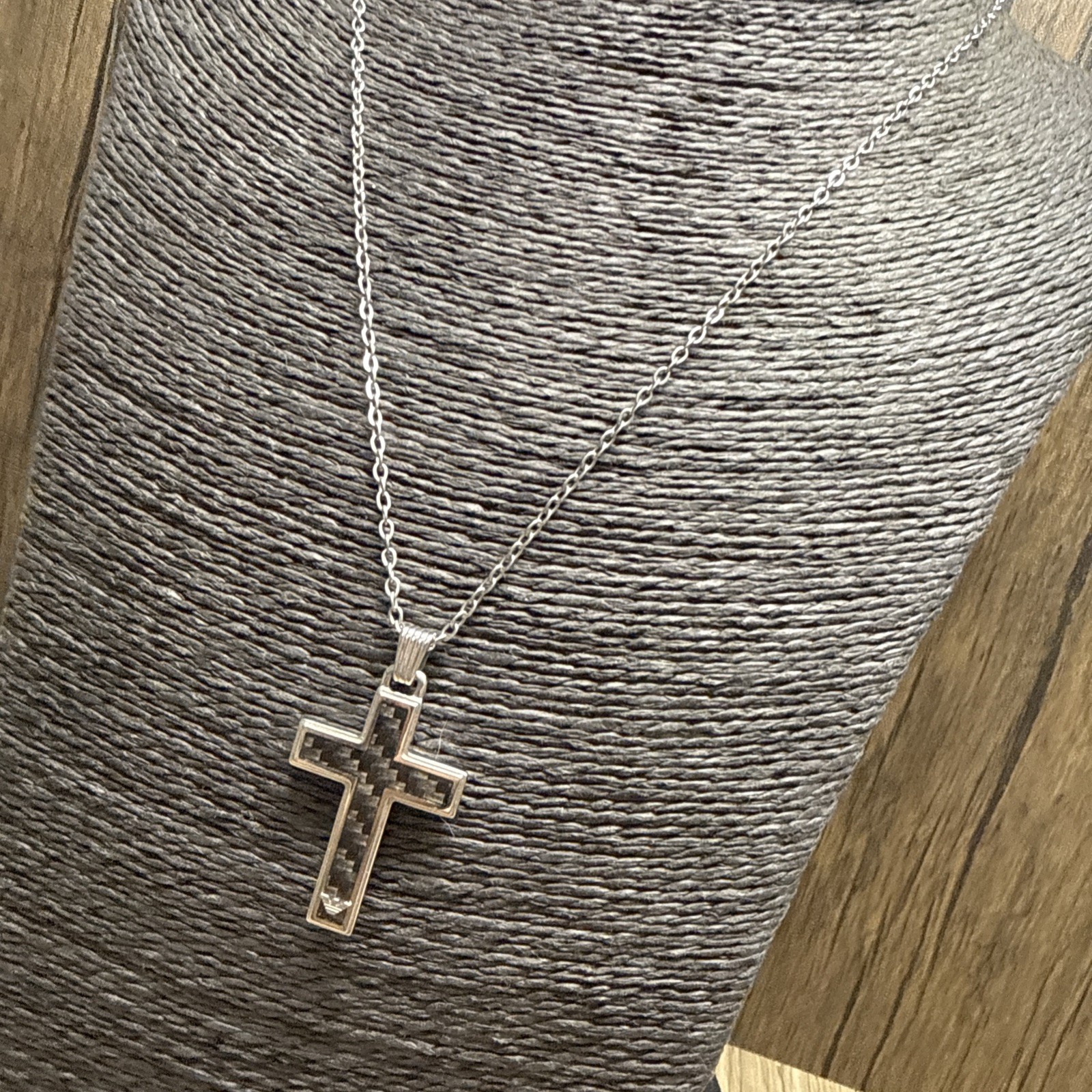 EMPORIO ARMANI Cross Pendant Necklace Stainless Steel 51cm/20″ Mens Unisex Used