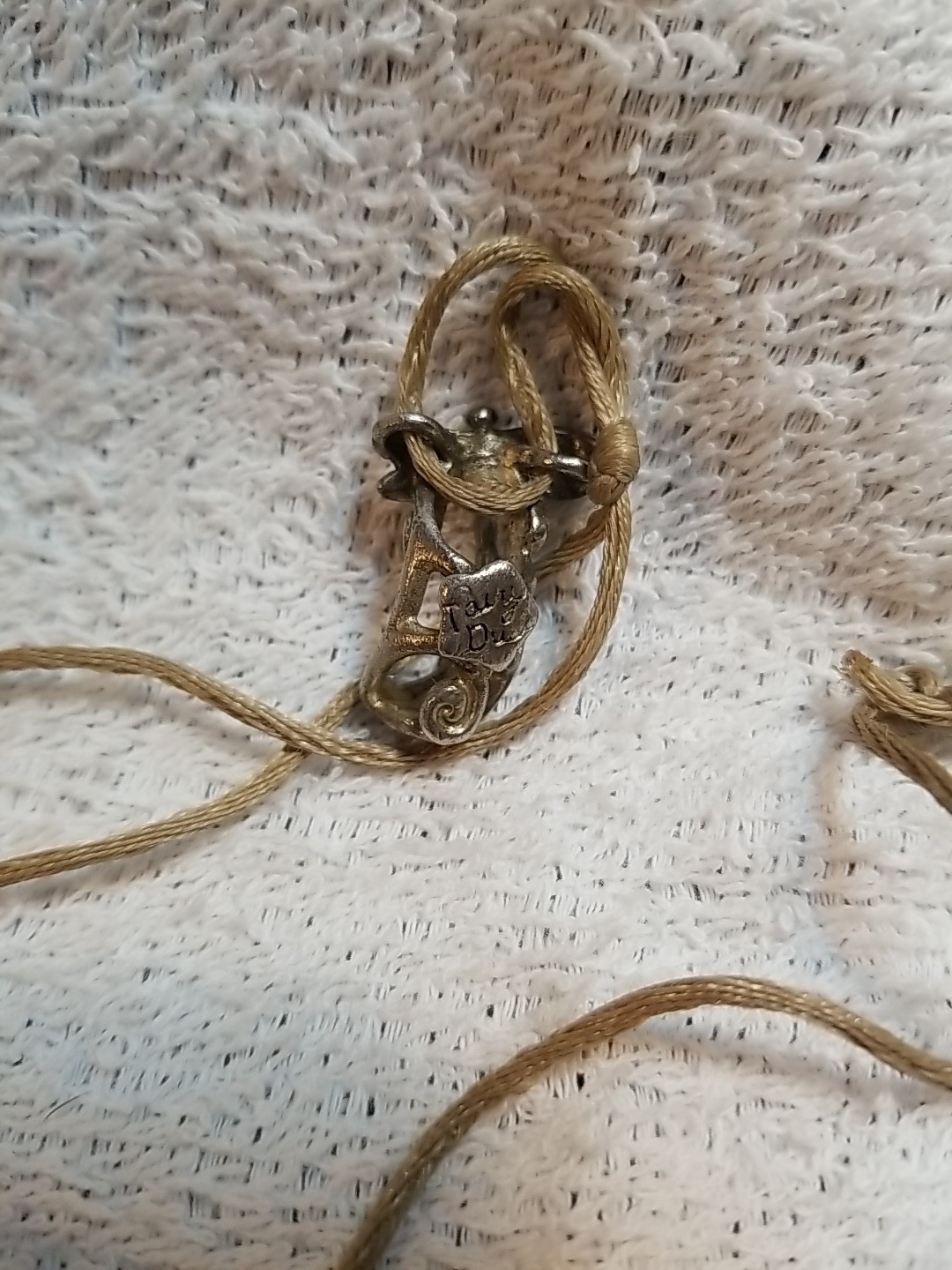 Dragon Fly Necklace On Tan Cord Marked Fairy Dust