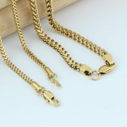 Men’s Fransco Box Chain 2mm to 6mm 16″ to 30″ Gold Plated Hip Hop Jewelry