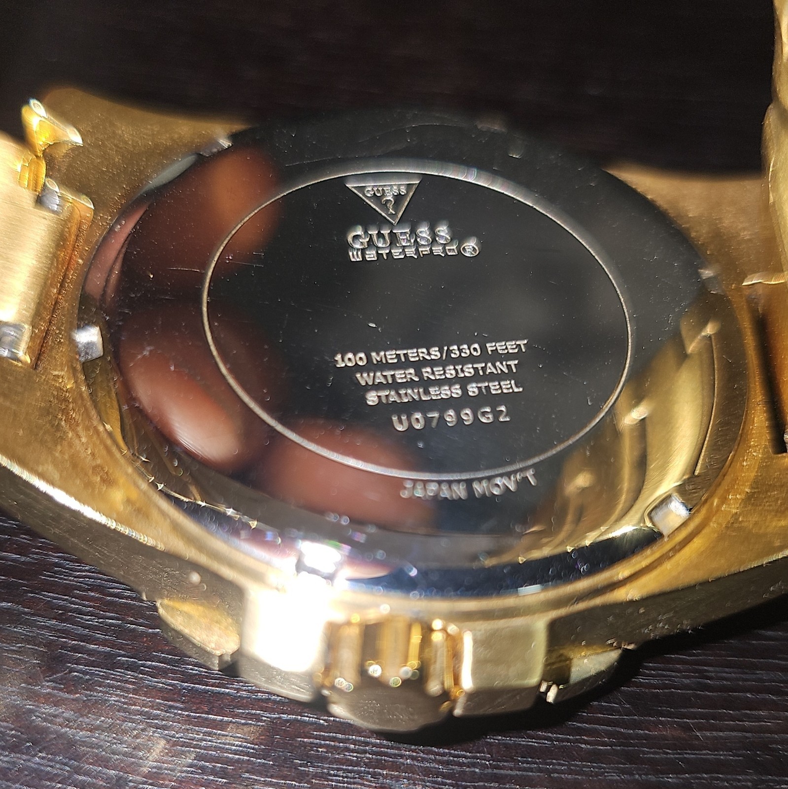 GUESS Waterpro U0799G2 Men’s Gold Tone Crystal Chrono Watch w/ Box – Working