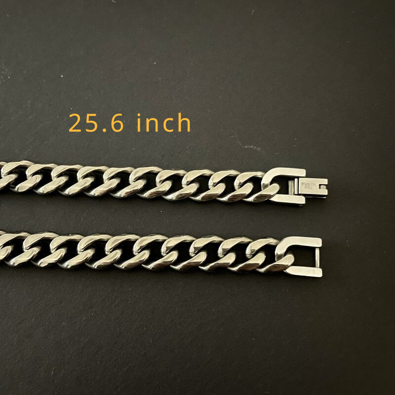 TA1 Pure Titanium Necklace 10.5mm Grinding Six Faces Be Antiallergic 25.6 inch