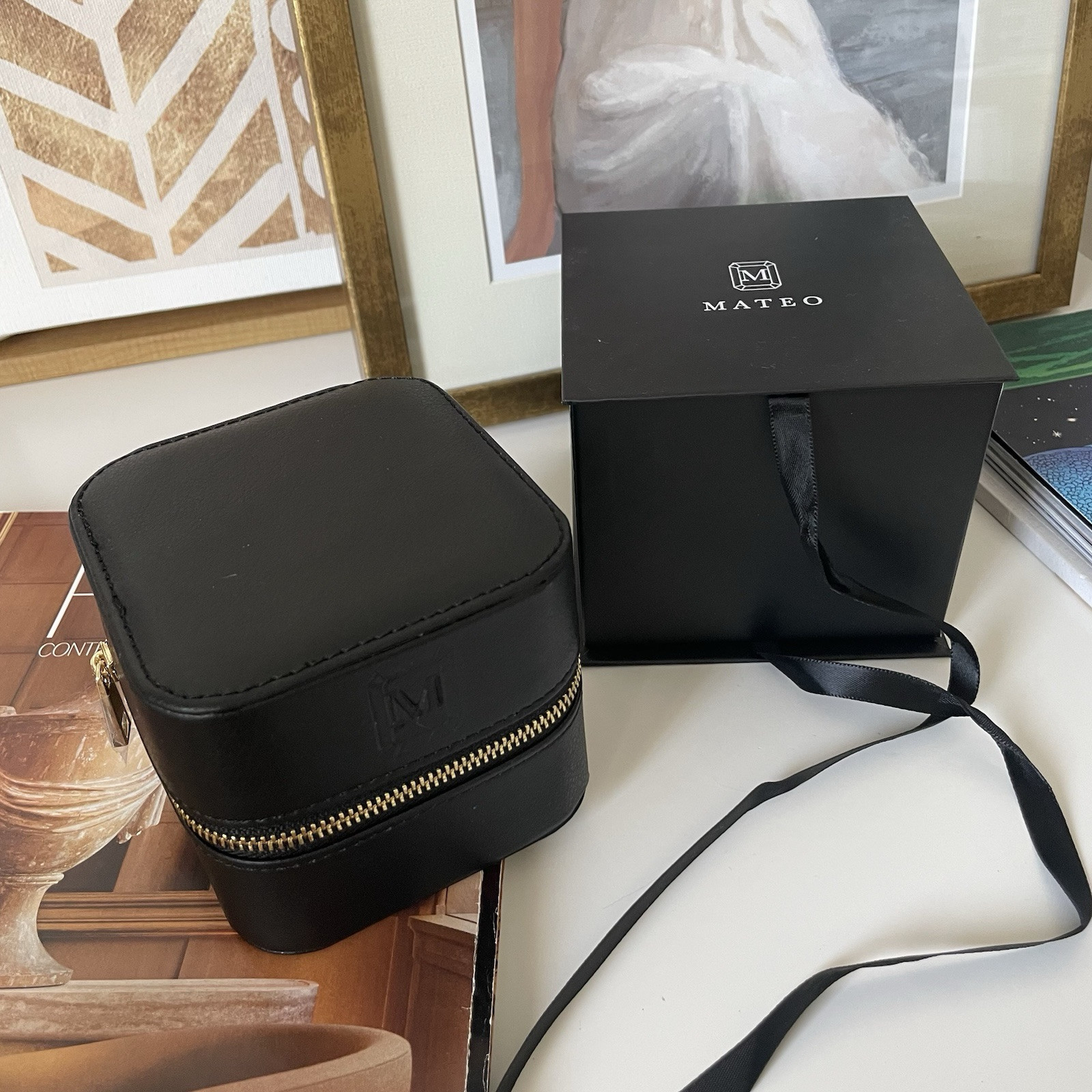 Mateo Black Jewelry Leather Zip Case