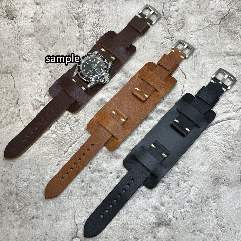 Size 18/20/22/24mm Army Bund Style Handmade Cow Leather Watch Strap/Band #115