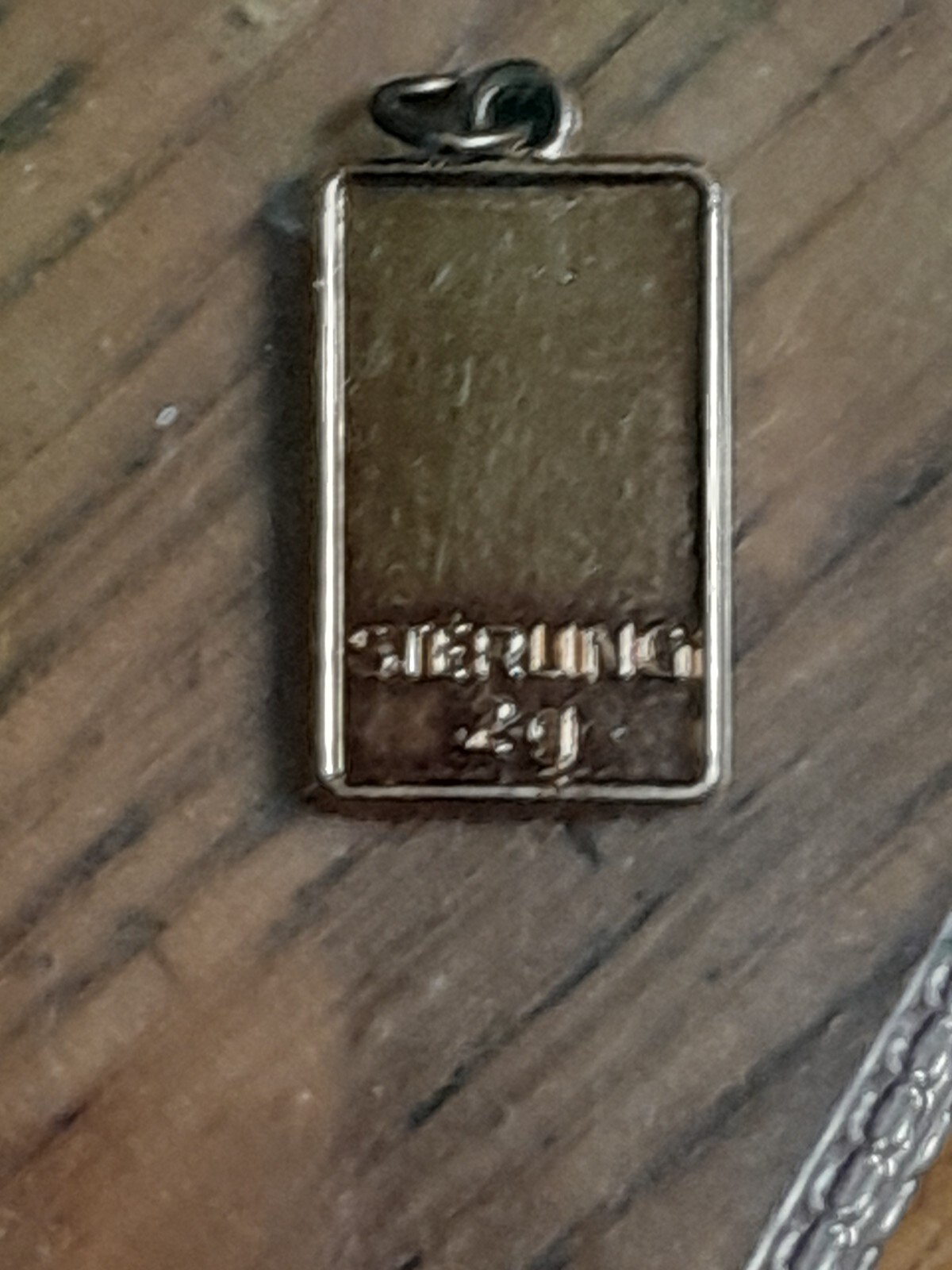 925 Sterling Silver Retro Charm Pendant 2 GRAM Gold Plated Bar Rectangle Tag