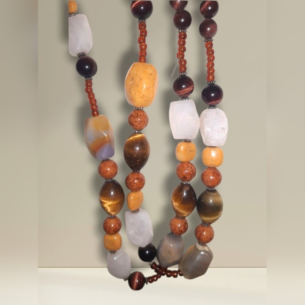 925 Sterling gem necklace Silver clasp Agate, Jasper, Onyx Southwestern Chunky