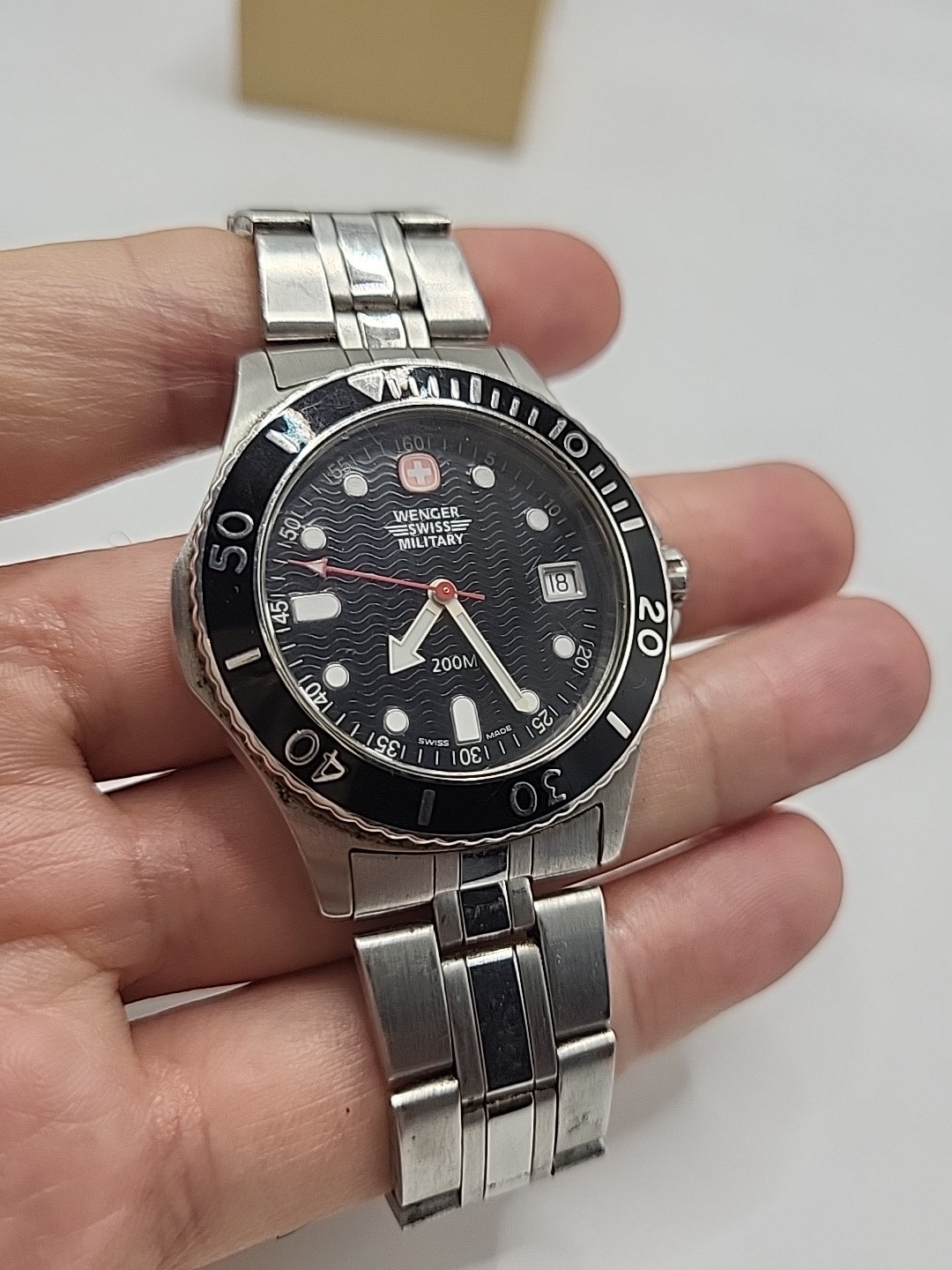 Wenger Swiss Military Men’s Black Dial Quartz 200m Dive Watch W/ New Battery