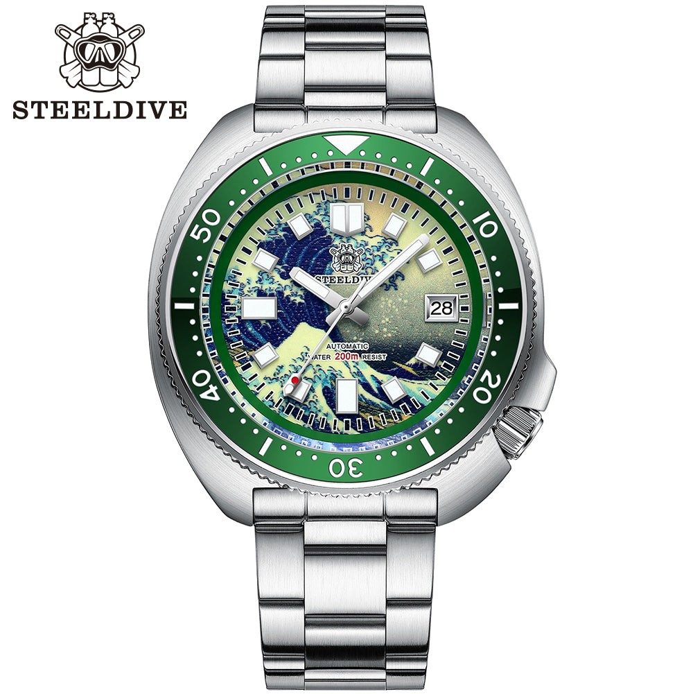 STEELDIVE SD1970J Mens 43.8mm 200M Automatic Dive Watch NH35 Sapphire Steel
