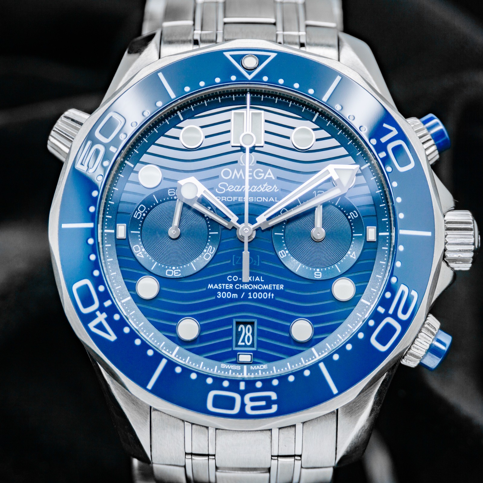 Omega Seamaster Diver 300M Chronograph 44 210.30.44.51.03.001 Blue Wave Warranty