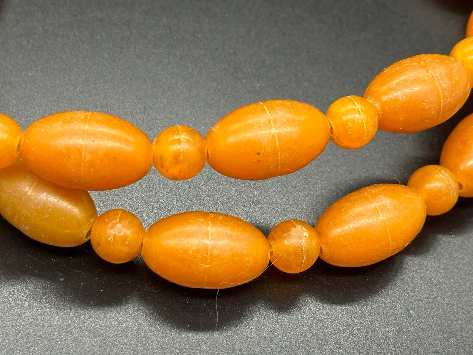 🙌Vintage plastic beads amber color imitation Length 40 cm (15.7 inches)ЮБ9