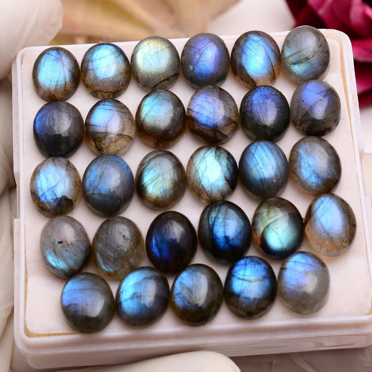 29 Pcs Natural Labradorite Blue Shine 11mmx9mm Oval Cabochon Loose Gemstones Lot