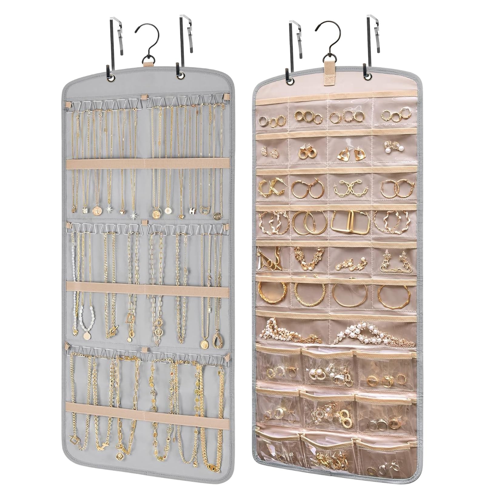 Over the Door Jewelry Organizer Hanging: Double-Sided Storage with 28 Small 2…