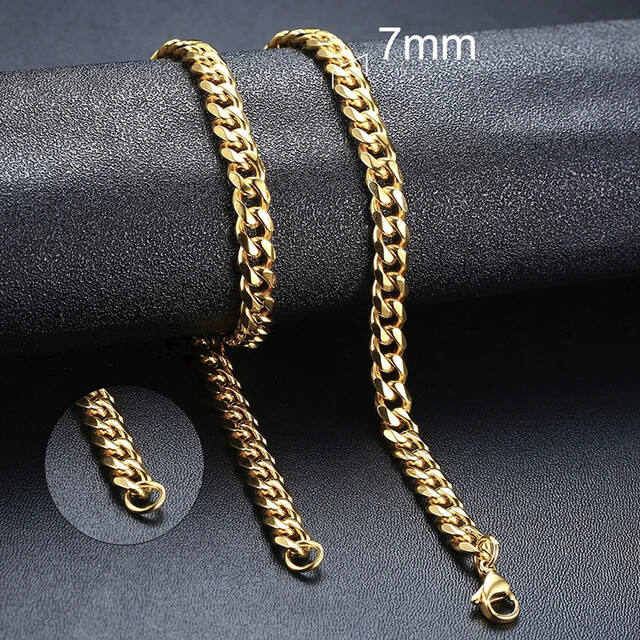 Cuban Chain Necklace for Men Women, Stainless Steel Necklace, Fashion Jewelry
