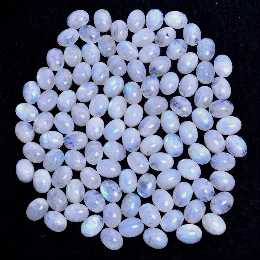 Set 19 Pcs Natural Blue Moonstone 12mmx10mm Oval Blue Shine Cabochon Gemstones