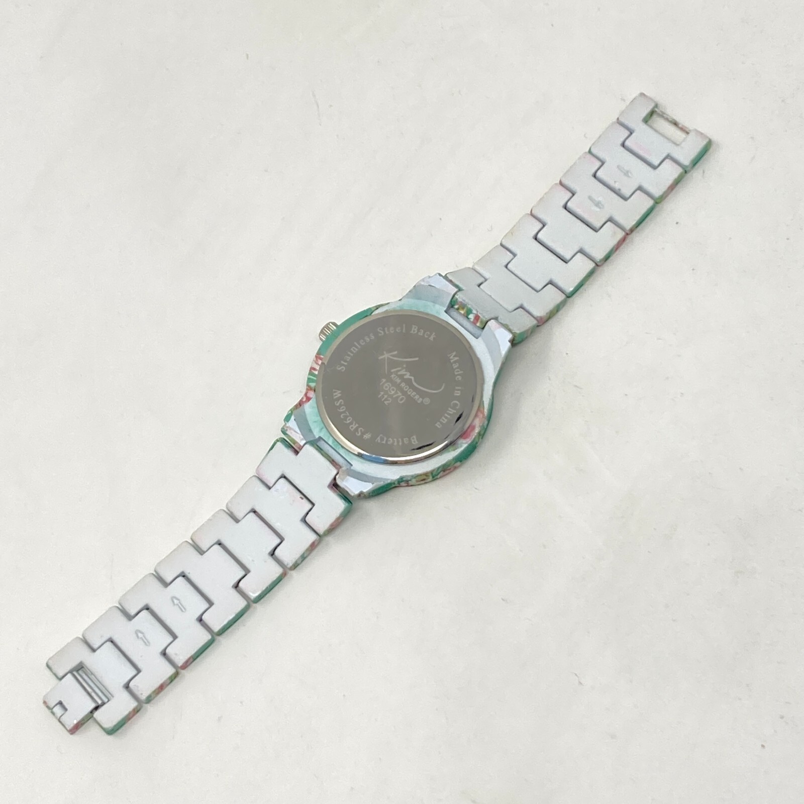 Kim Rogers Women’s Watch 39mm Green Pink Floral Spring Round New Battery 7″