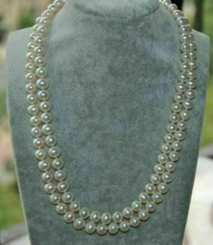 36 inch 6-7mm AAA perfect Akoya white pearl necklace 14k Yellow Gold Clasp