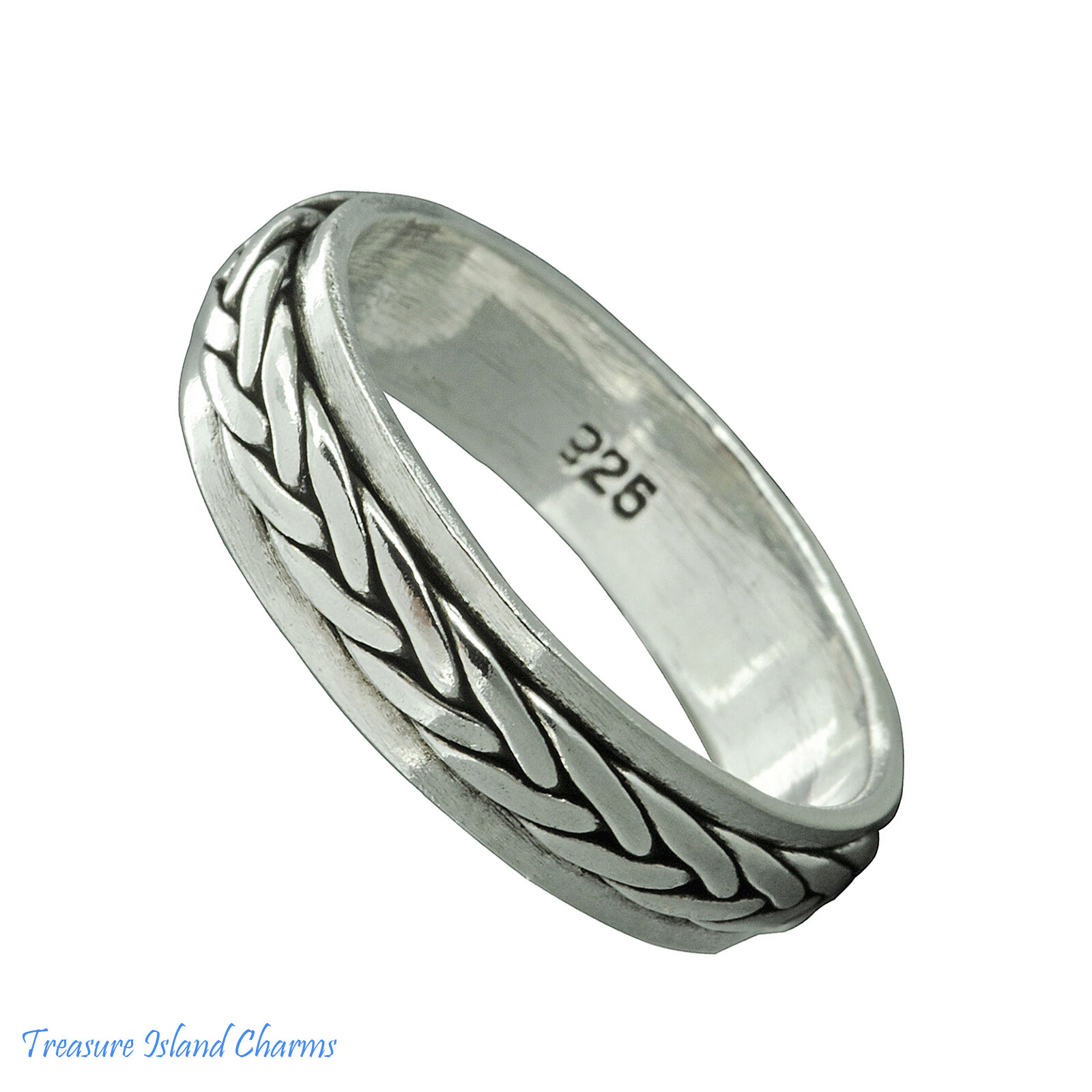 Celtic Weave Braid Spinner Spinning 925 Sterling Silver Ring 5mm Band Sizes 6-13