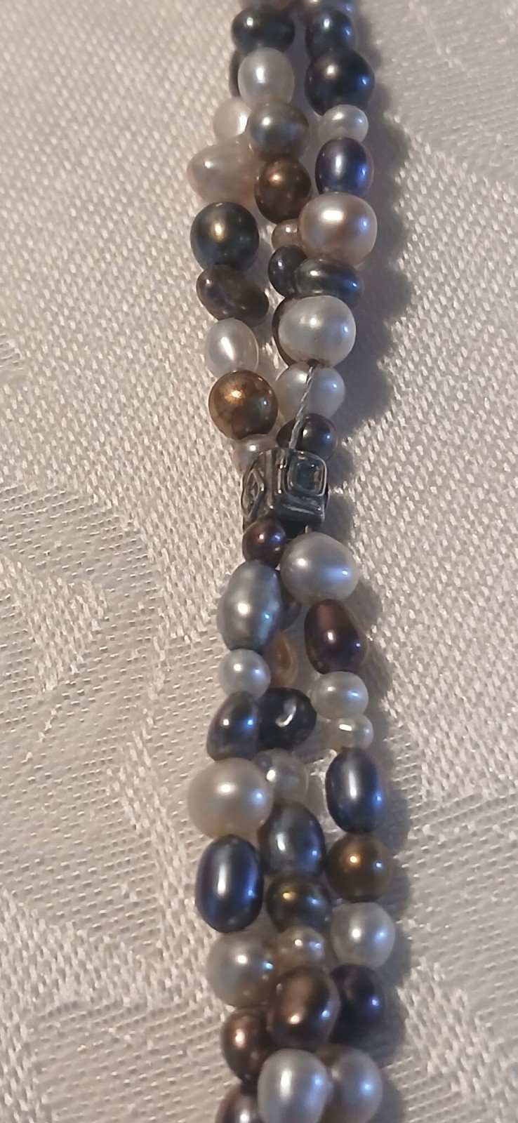 Multicolor 3 Strand Pearl Beaded Wrap Around Bracelet, 7.5″, Missing Clasp Hook